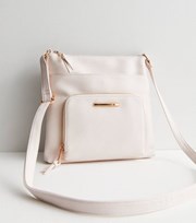 New Look Cream Leather-Look Cross Body Messenger Bag